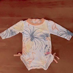 $15 for 3 Ruffle Butts Tropical Long Sleeve Swimsuit 3-6 Months by
